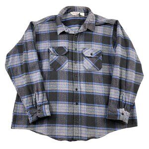 VTG Frostproof Shacket Mens 3XL Grey Blue Black Heavy Plaid Winter Made in USA